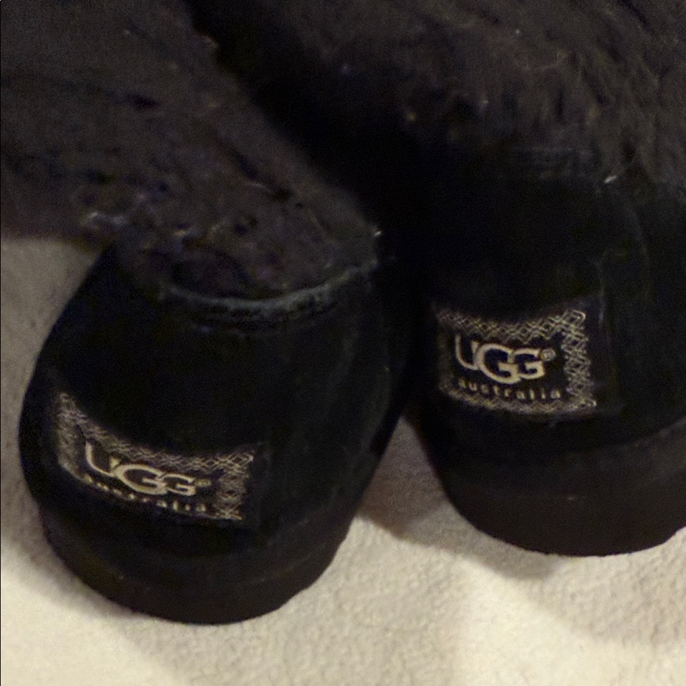 UGG Black Ankle Boots with Button Detail - Picture 7 of 9